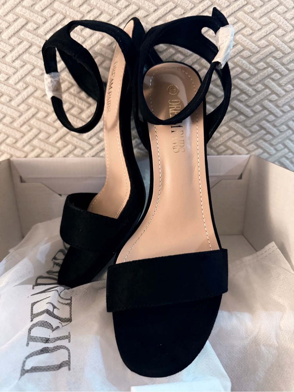 Dream Pairs Black Suede Ankle Strap Block Heels